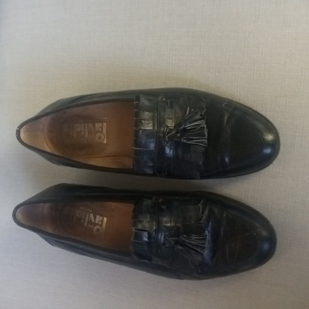 Vintage Pavlidis Bros Men's Slip On Tassel Leather  Shoes Black Sz 10